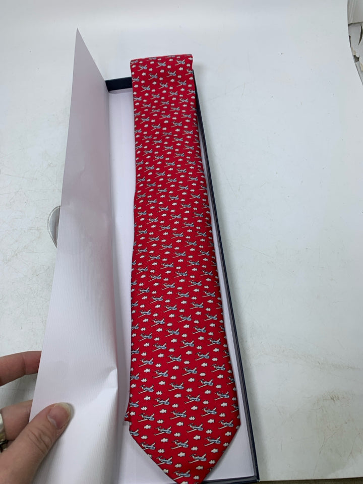 Vineyard Vines Airplanes Pattern Neck Tie- New In Gift Box