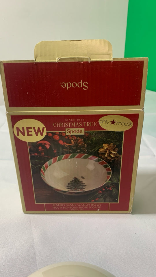 NIB SPODE CANDY CANE BOWL.