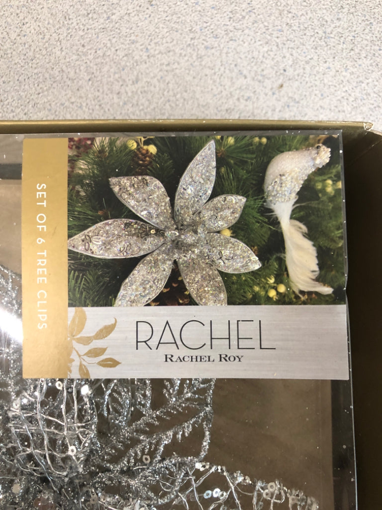 SILVER FLOWER TREE CLIPS - RACHEL RAY IN BOX.
