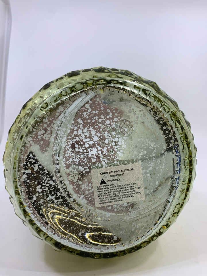 LARGE GOLD MERCURY GLASS CANDLE HOLDER.