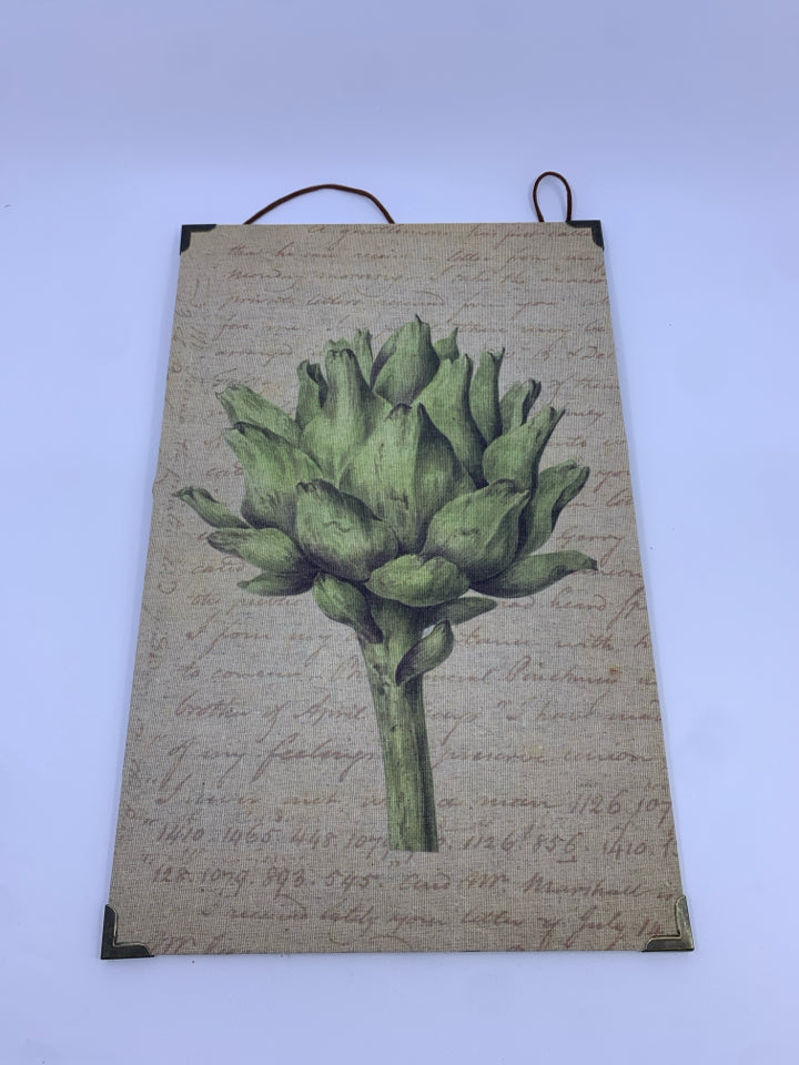 ARTICHOKE IN SCRIPT BACKGROUND WALL ART.