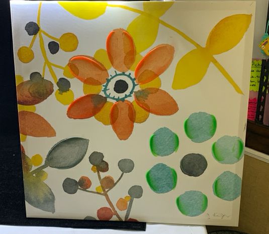 ORANGE AND YELLOW FLORAL CANVAS WALL ART.
