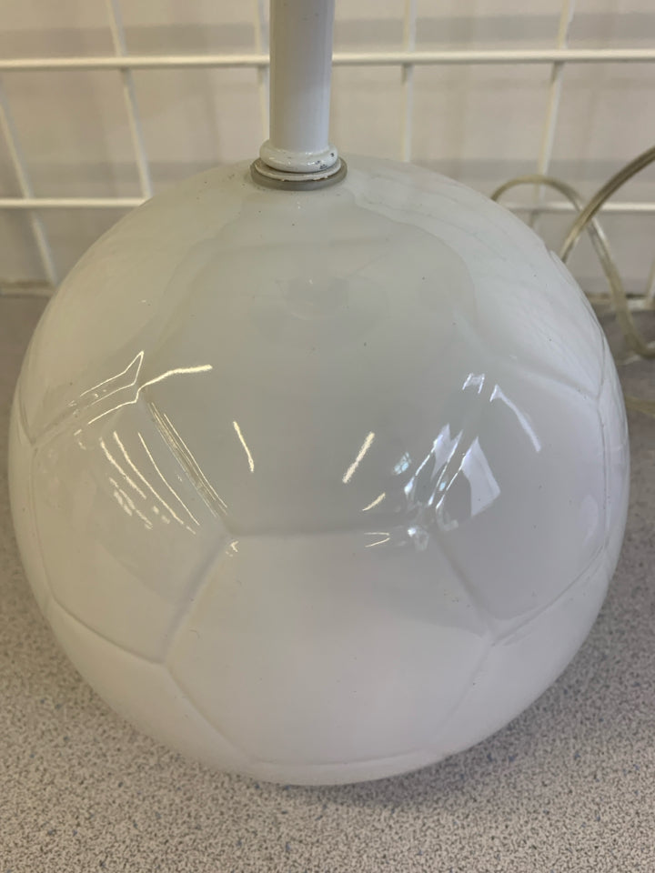 SOCCER BALL LAMP W/WHITE SHADE.