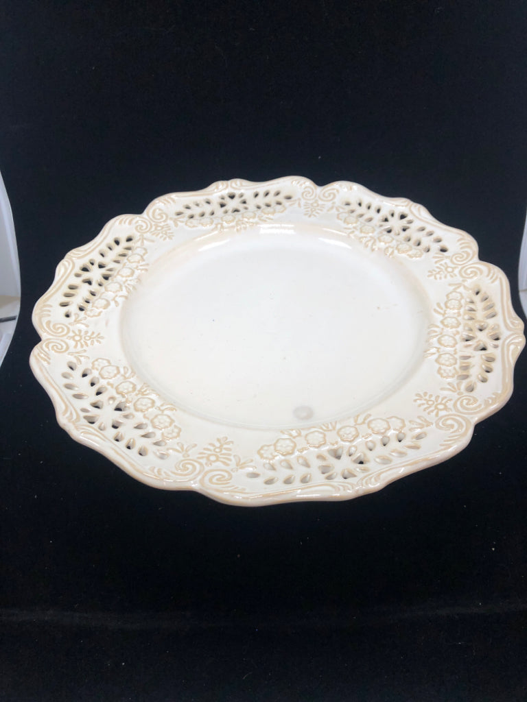 WHITE GLAZED CAKE STAND.