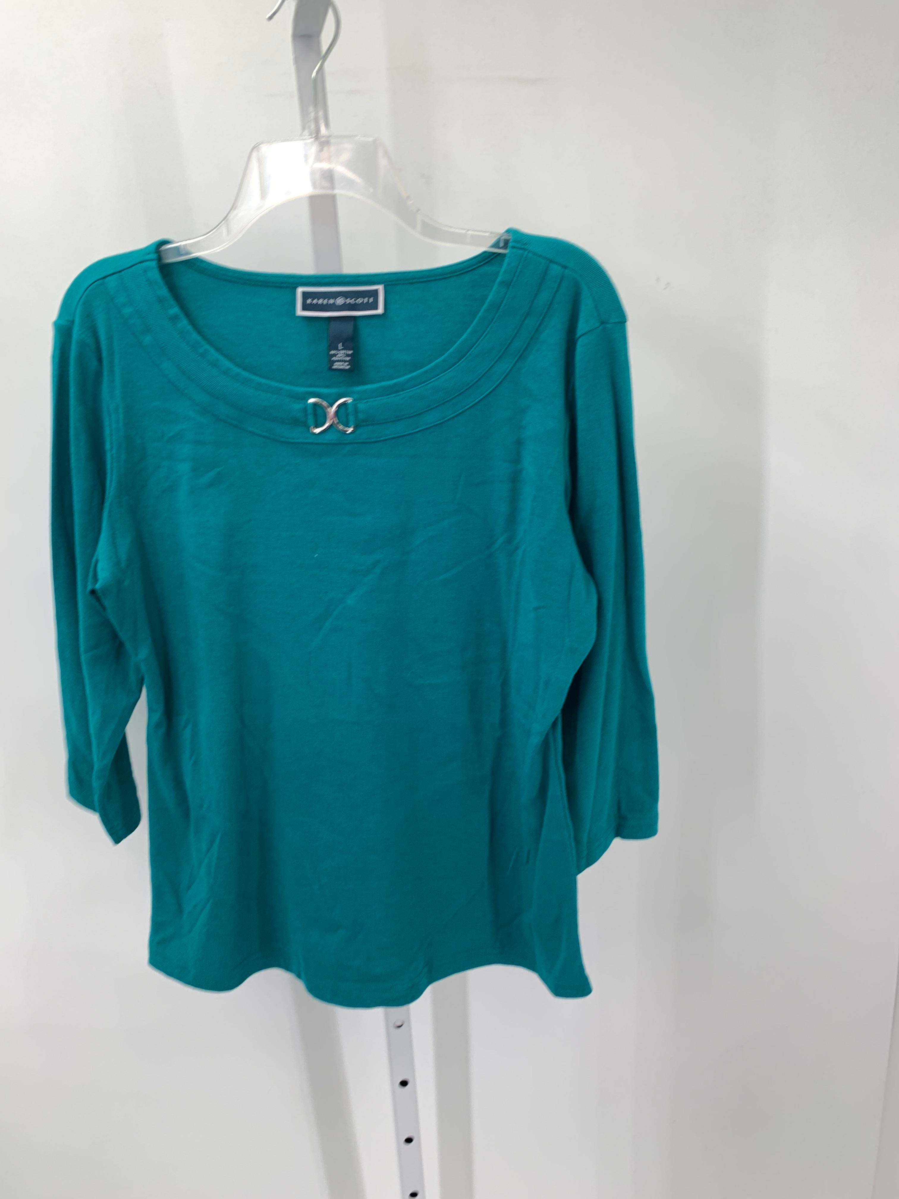 Karen Scott Size Large Misses 3/4 Sleeve Shirt