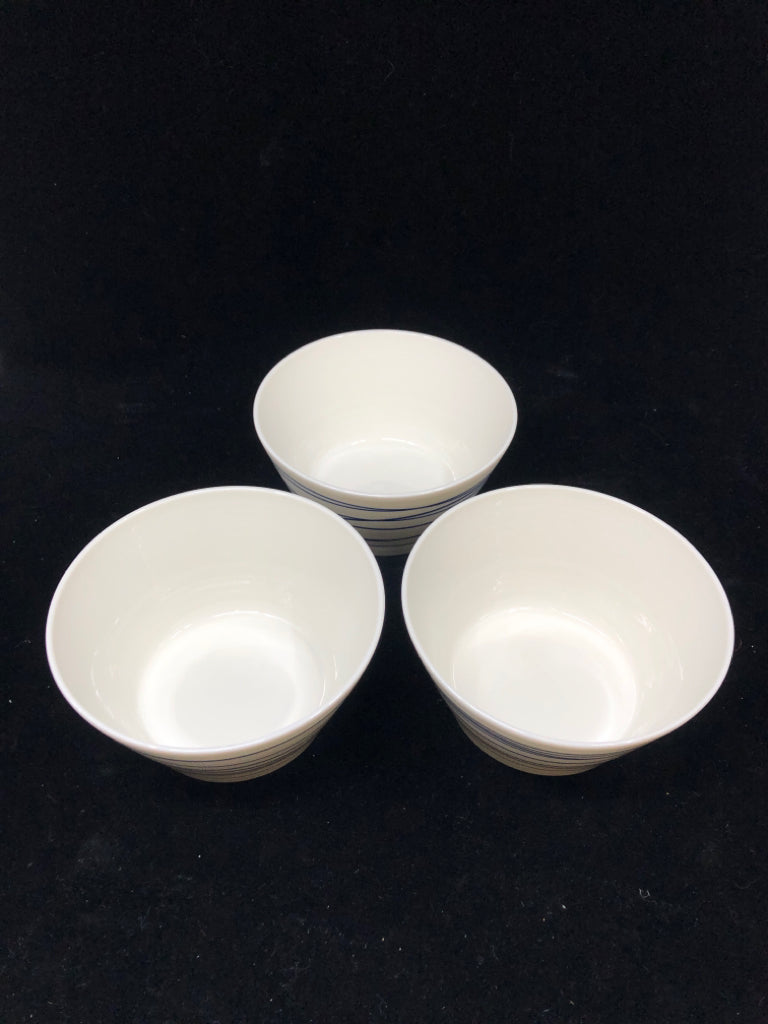 3 ROYAL DOULTON BLUE STRIPE CERAMIC BOWL.