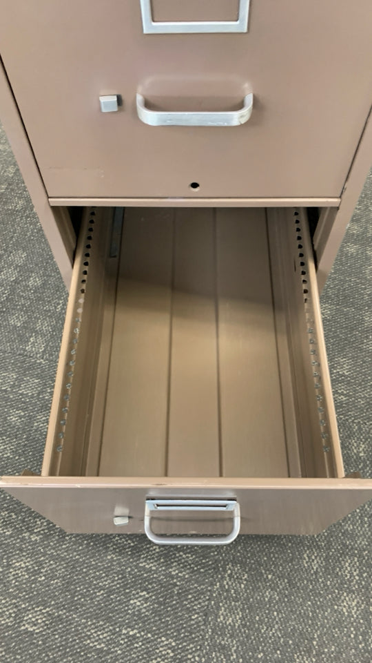 BROWN 2-DRAWER FILE CABINET.