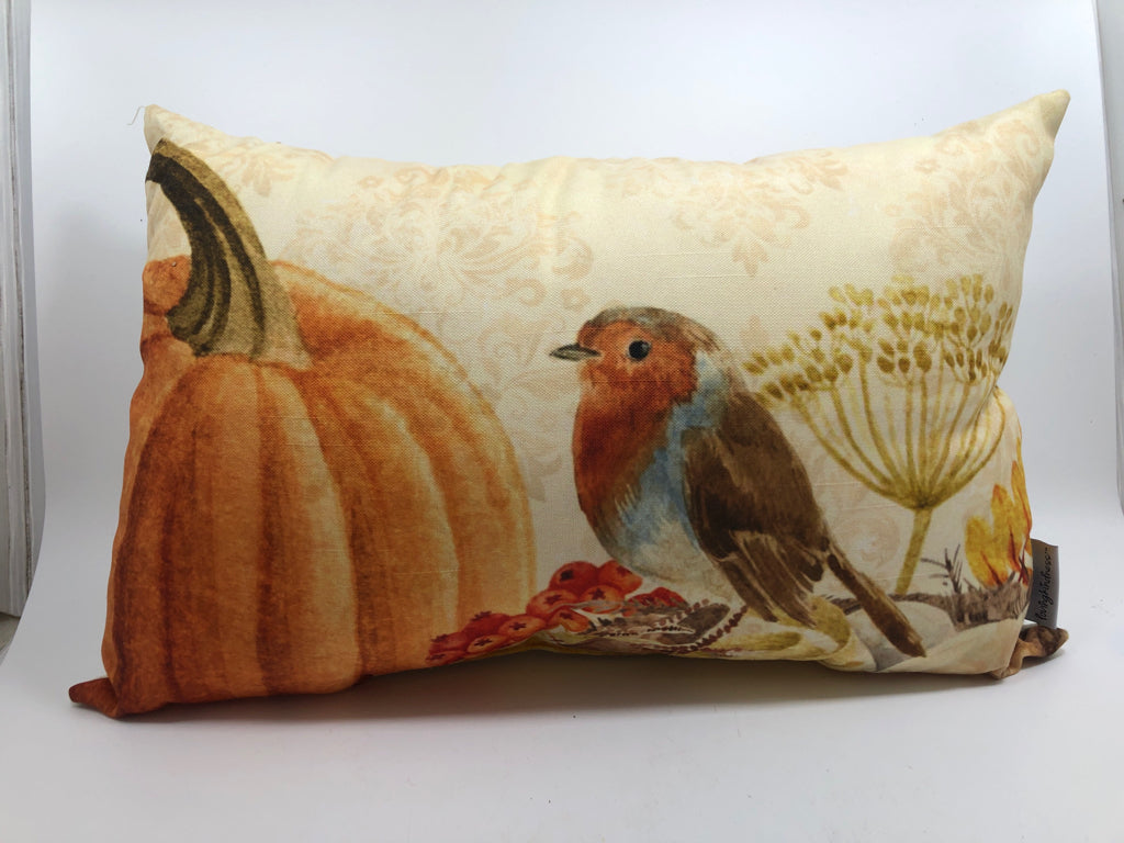 PUMPKIN AND SPARROW ACCENT PILLOW.