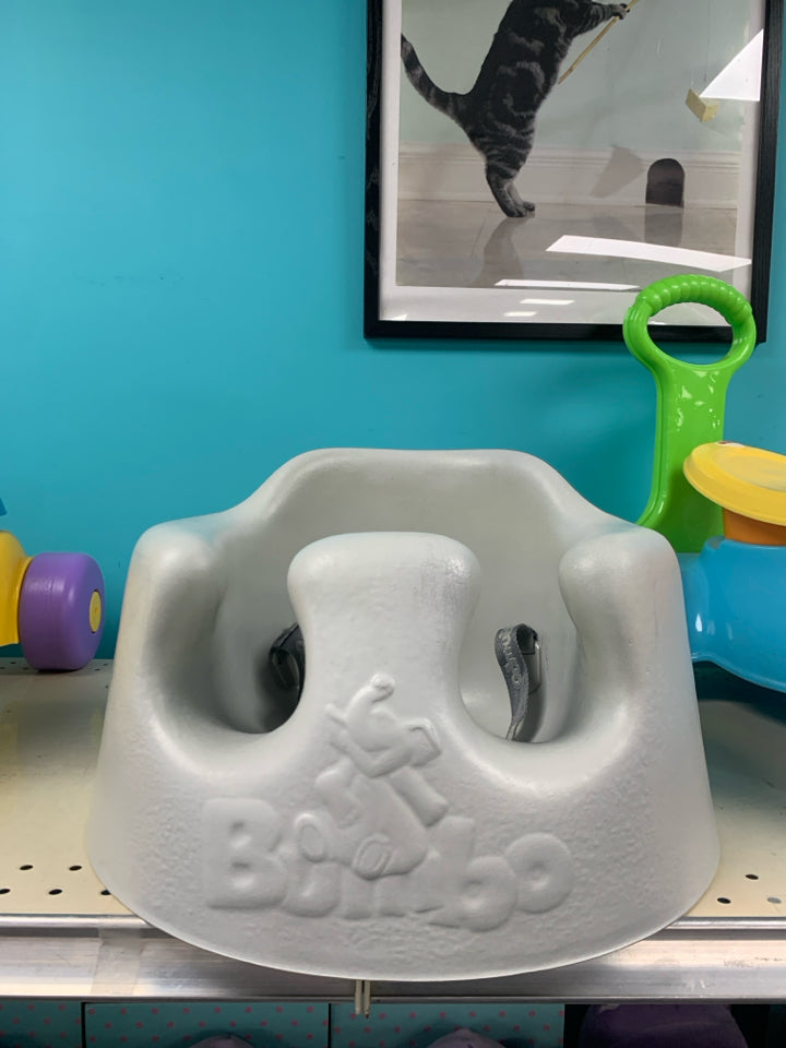 Bumbo Baby Infant Soft Foam Floor Booster Seat with Adjustable Harness, Gray