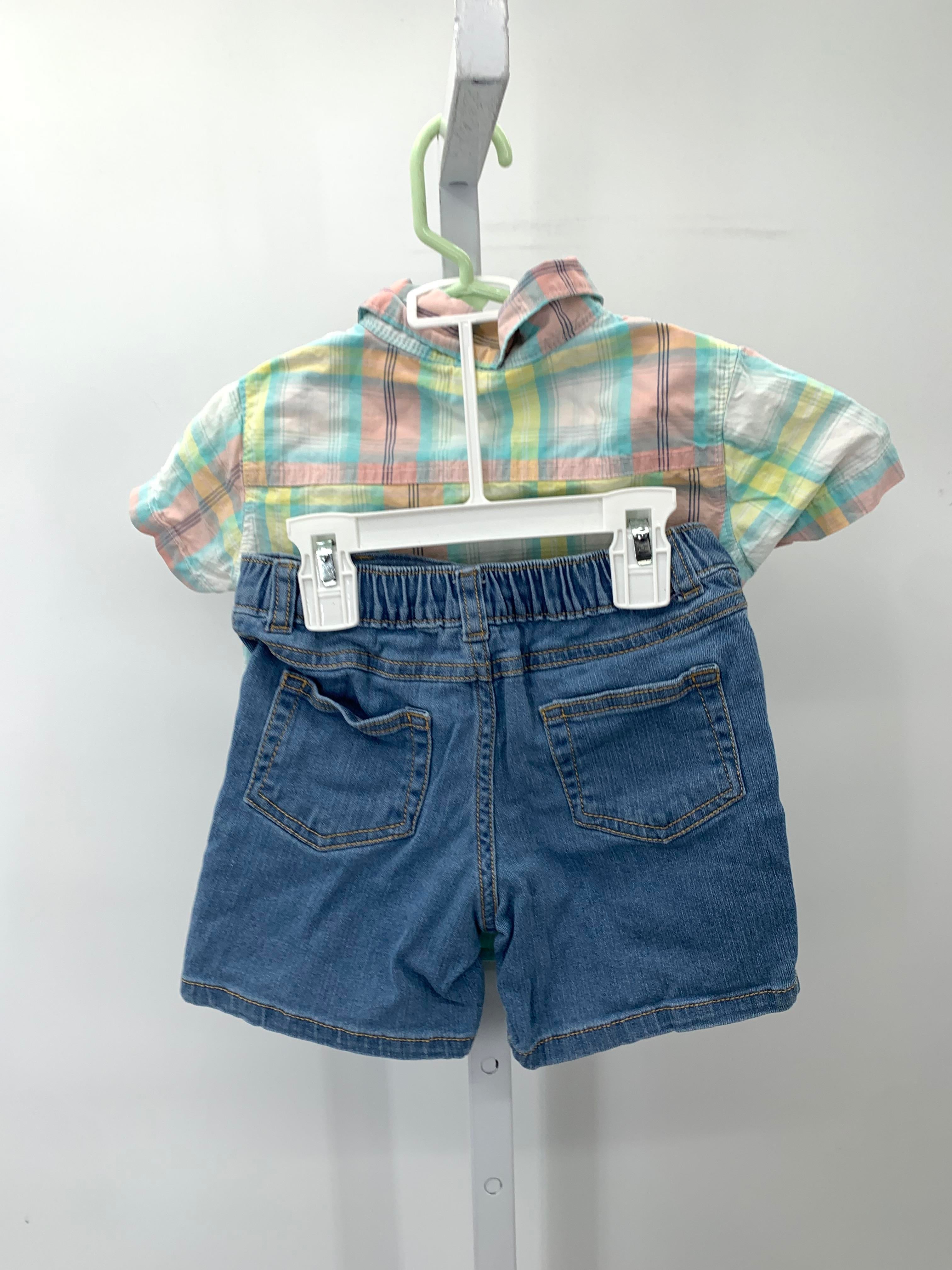 PLAID BTN DOWN SHIRT DENIM SHORTS