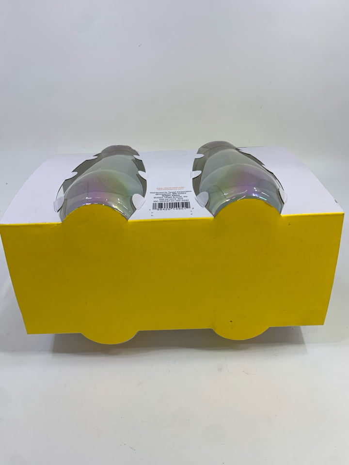 NIB SUN SQUAD 4PC IRIDESCENT CHAMPAGNE GLASSES.