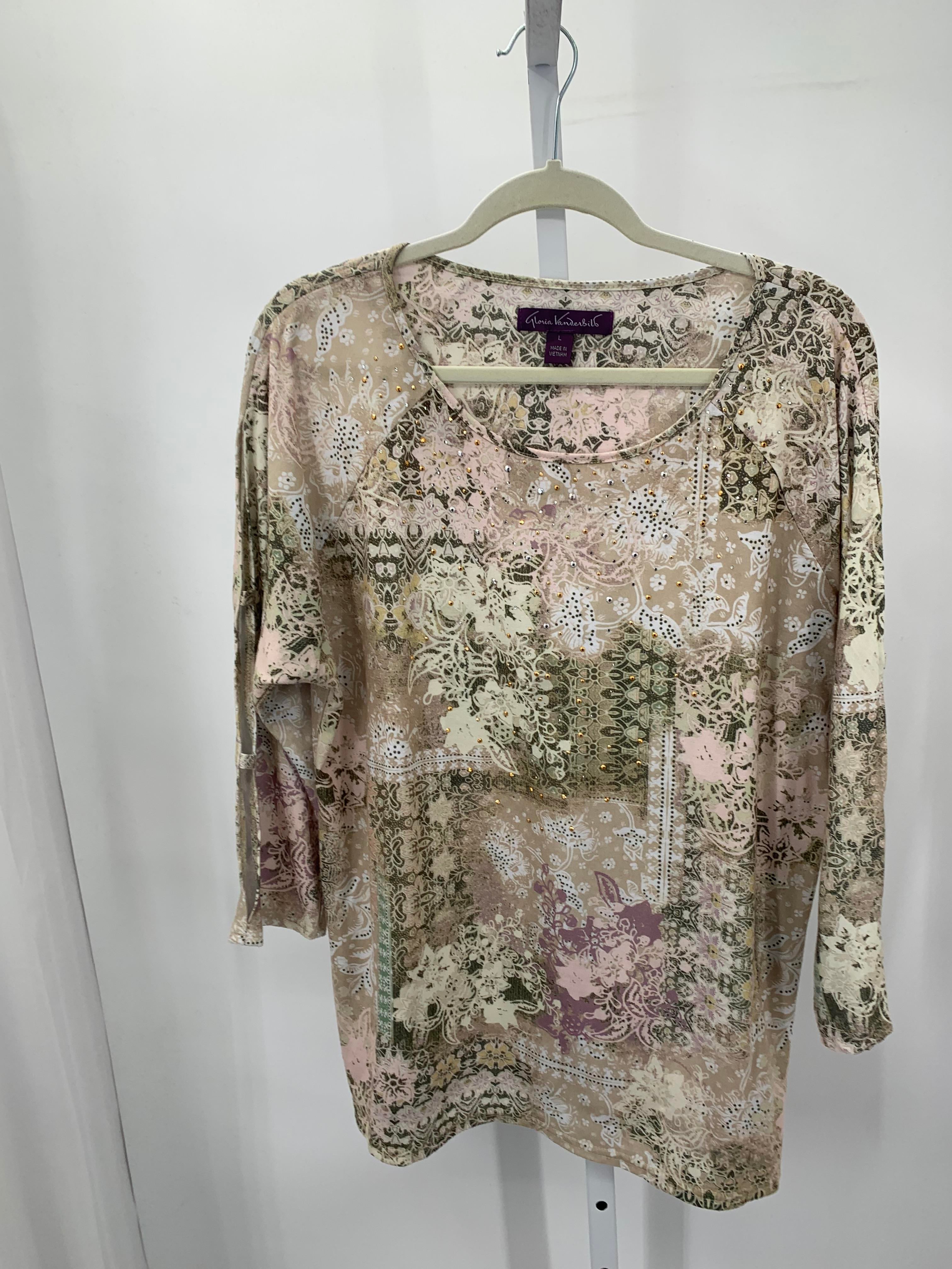 Gloria Vanderbilt Size Large Misses 3/4 Sleeve Shirt