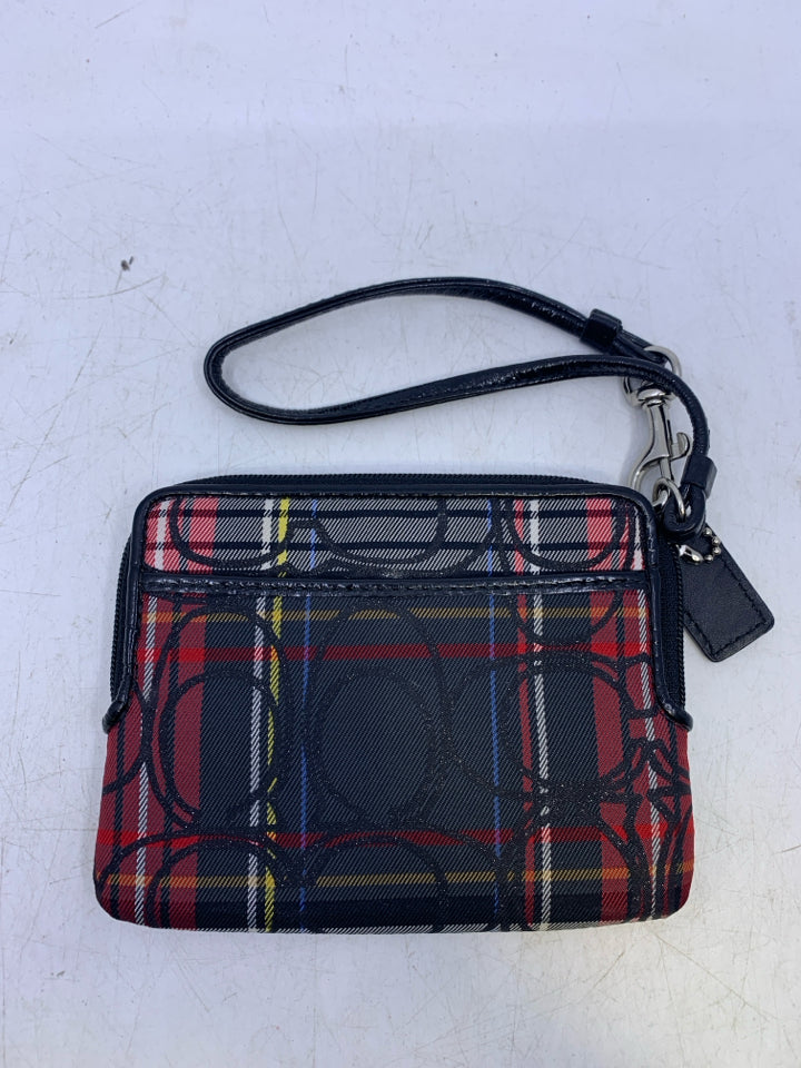 Coach Poppy Tartan Plaid Wristlet