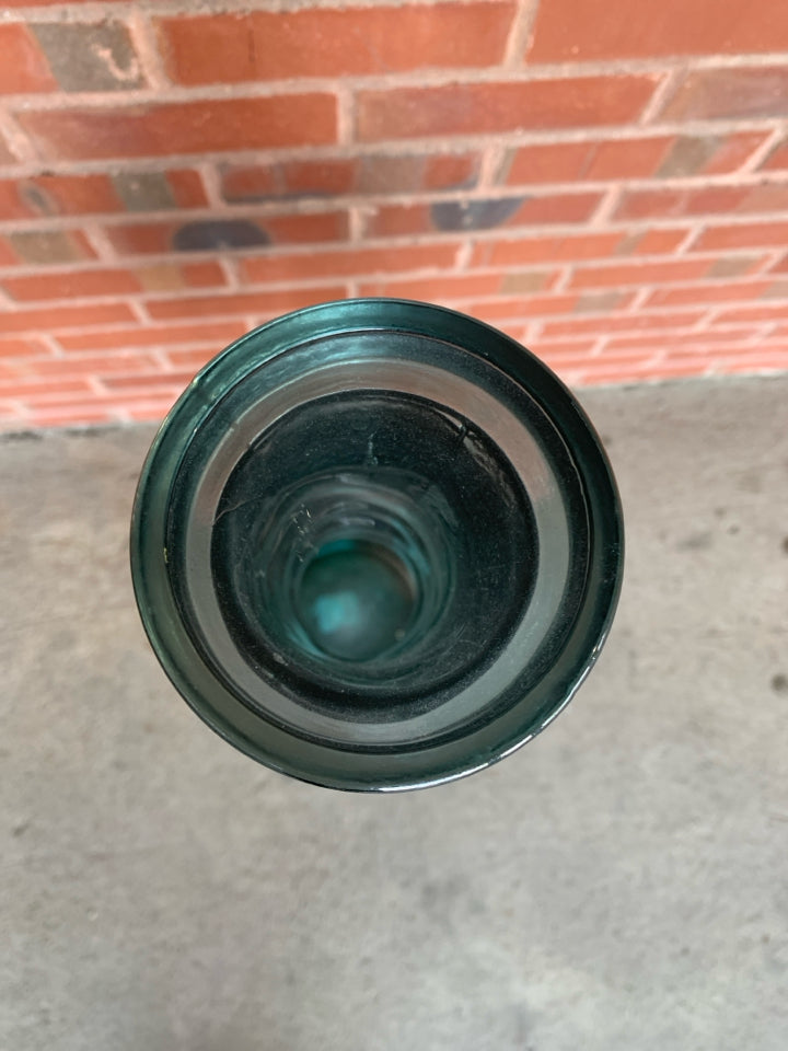 LG BLUE GLASS FLOOR VASE.