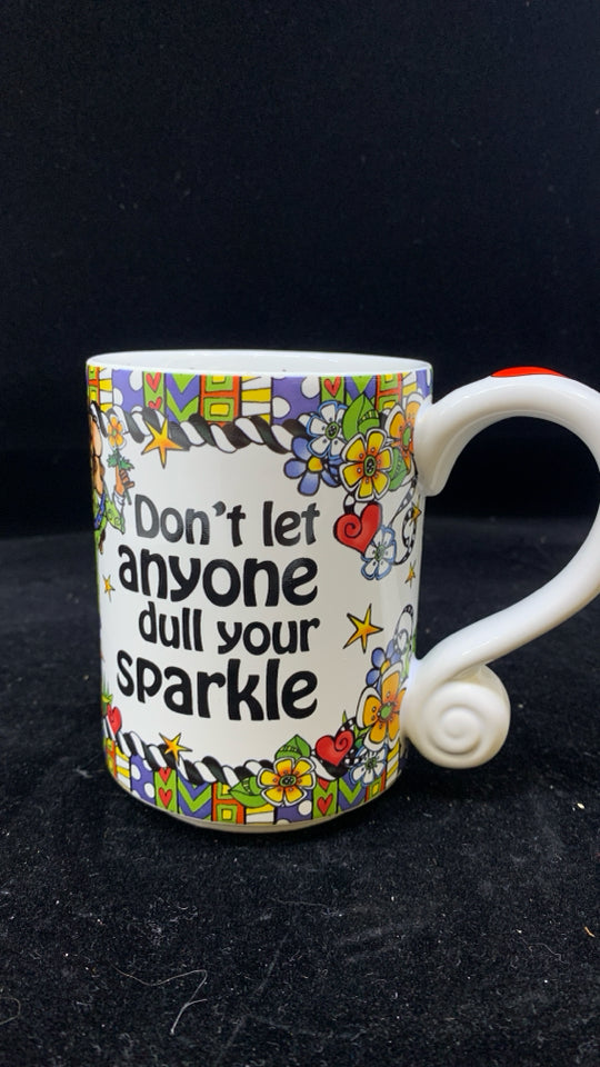 DON'T LET ANYONE WHITE MUG W/ COLORFUL DETAILS.