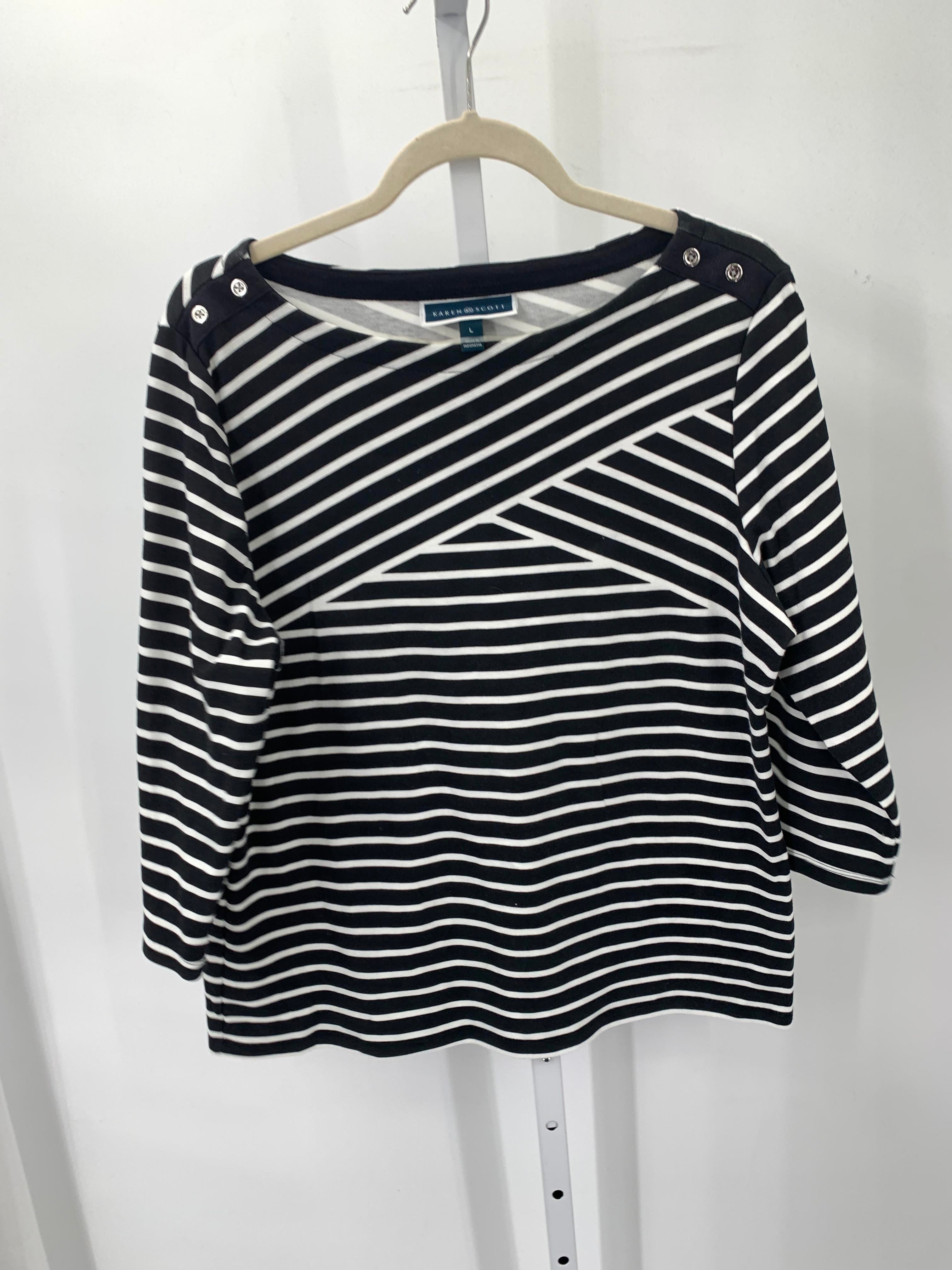 Karen Scott Size Large Misses 3/4 Sleeve Shirt