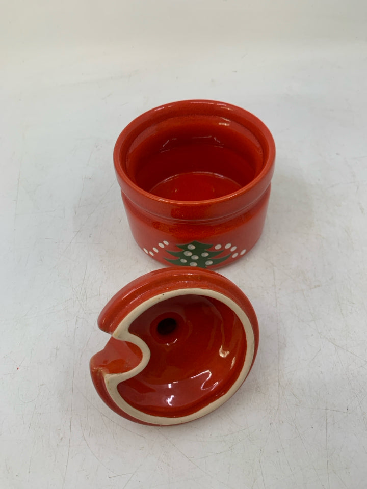 WAECHTERBACH RED CHRISTMAS TREE SUGAR BOWL.