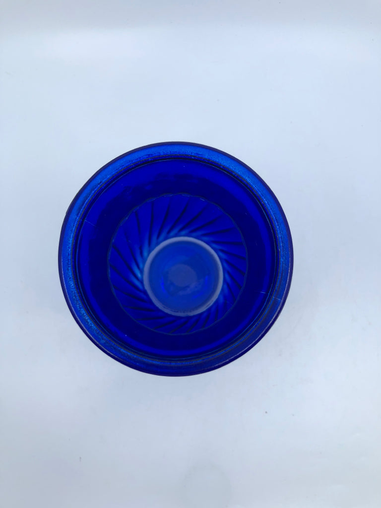 COBALT BLUE RIBBED VASE.