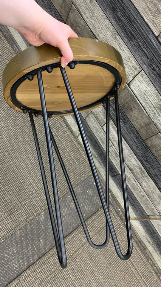 INDUSTRIAL END TABLE WOOD TOP.