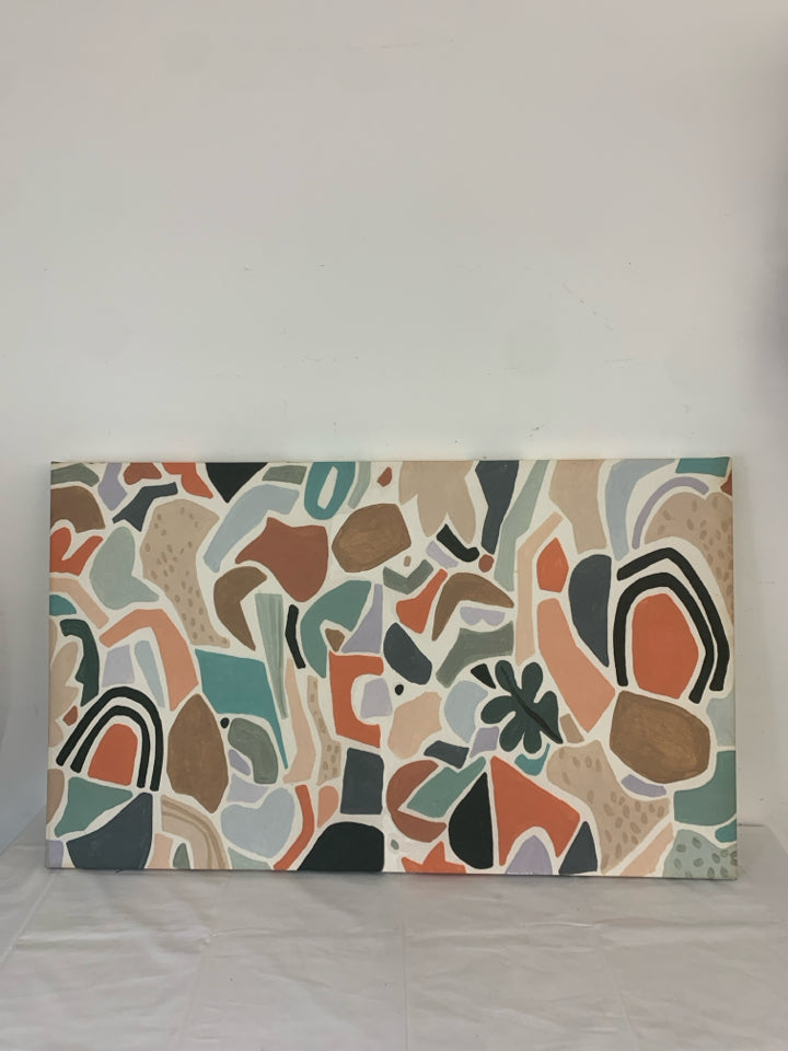 LARGE CANVAS ART PEACH AND SAGE.