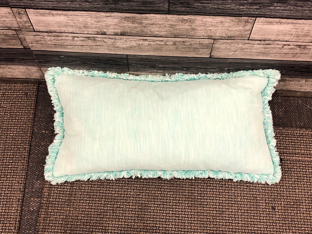 TEAL TASSEL PILLOW.