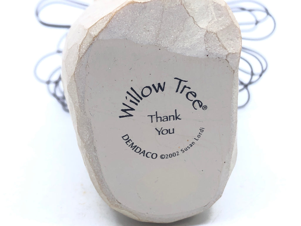 WILLOW TREE "THANK YOU" GIRL HOLDING  BLUE FLOWERS.