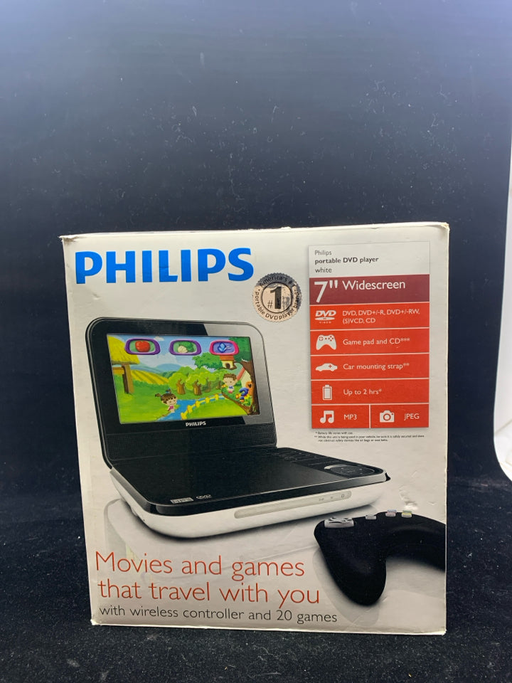 NIB PHILLIPS TRAVEL DVD PLAYER MOVIES AND GAMES.