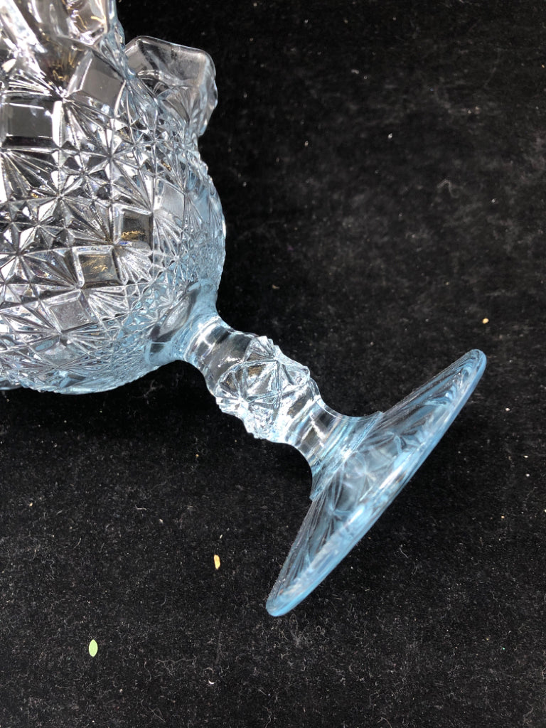 VTG FOOTED BLUE TINT BOWL W/RUFFLED EDGE FENTON.