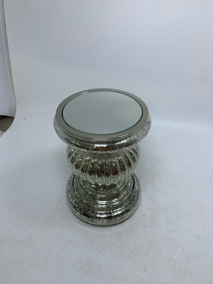 MERCURY GLASS PILLAR CANDLE W/ LIGHT UP.
