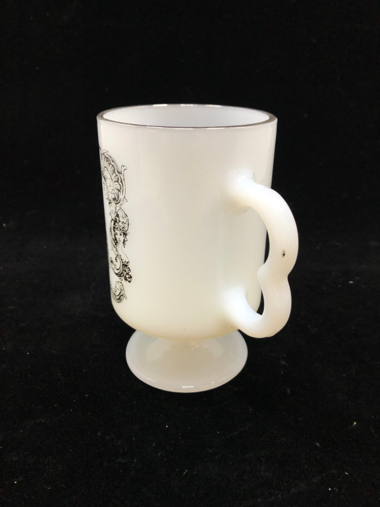 VTG MILK GLASS CHERUB LOVERS CUP.