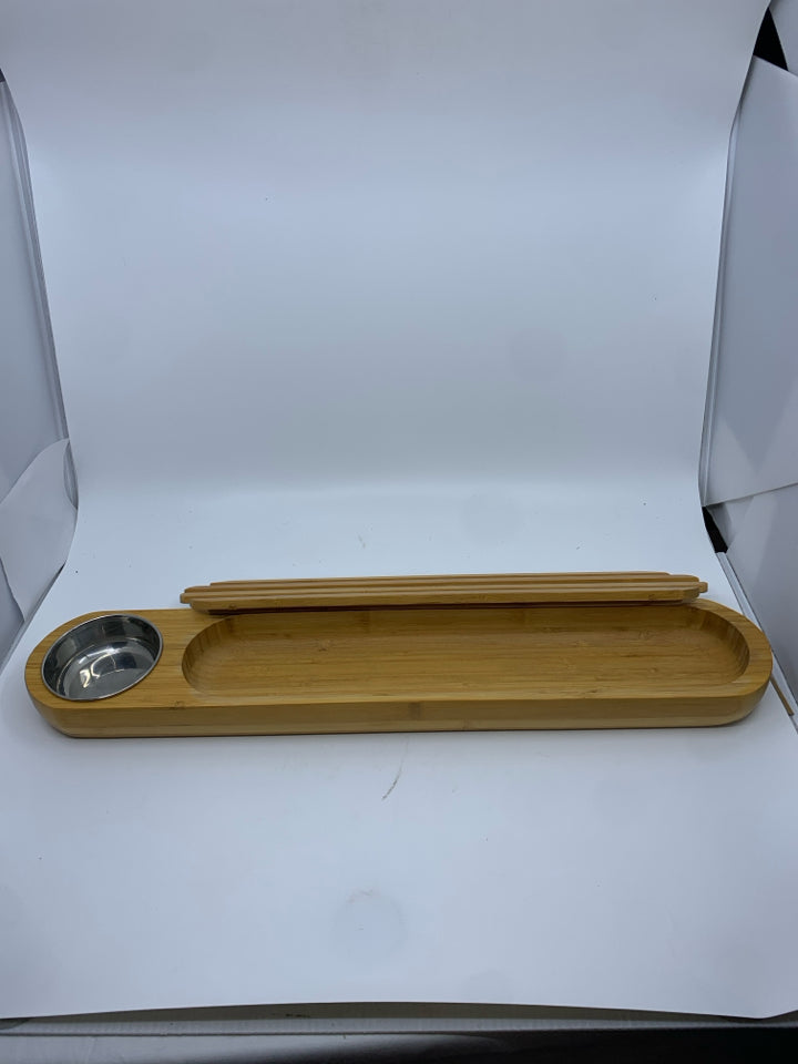 RECTANGLE OVAL BAMBOO BREAD & OIL SERVER.