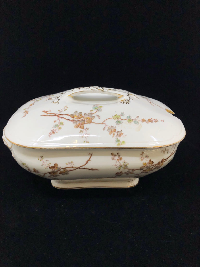VTG LIMOGES COVERED SERVER- T&V MARGUERITE BROWN BLOSSOM.