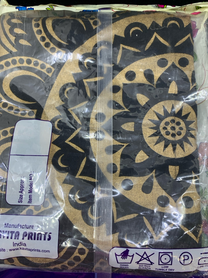 NIP BLACK/GOLD MANDALA TAPESTRY.