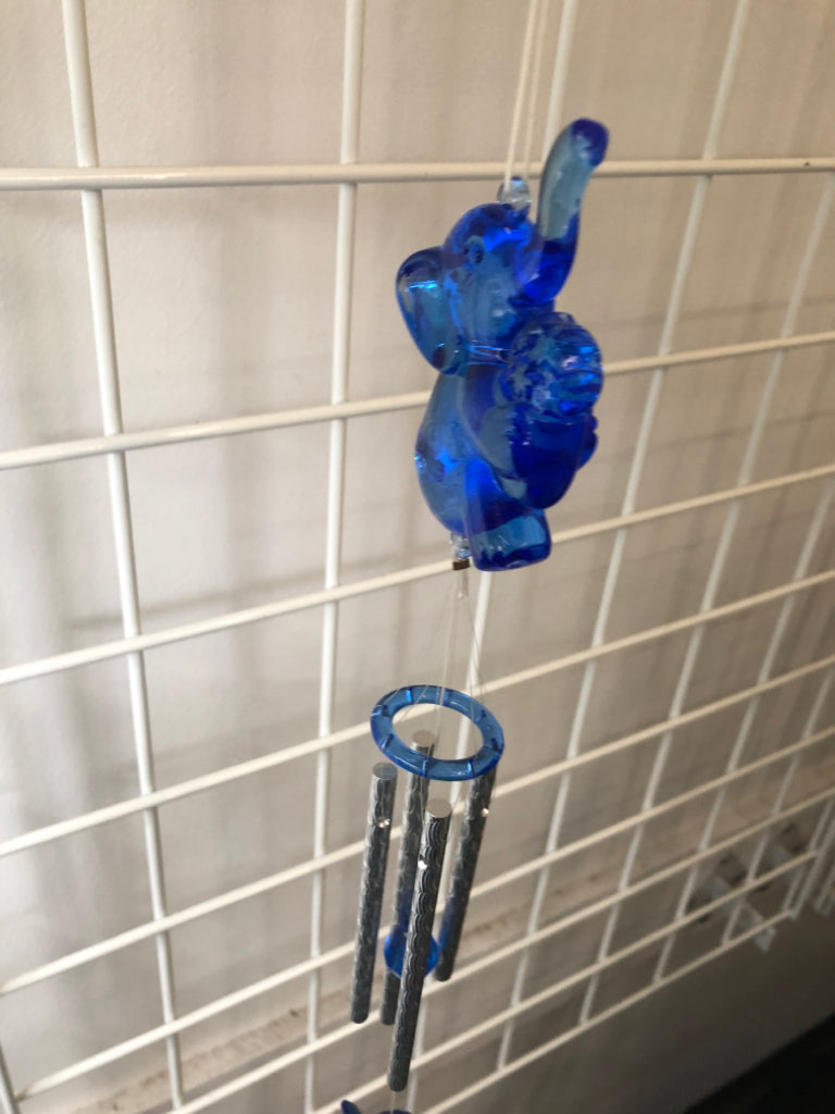 SMALL BLUE ELEPHANT WIND CHIME.