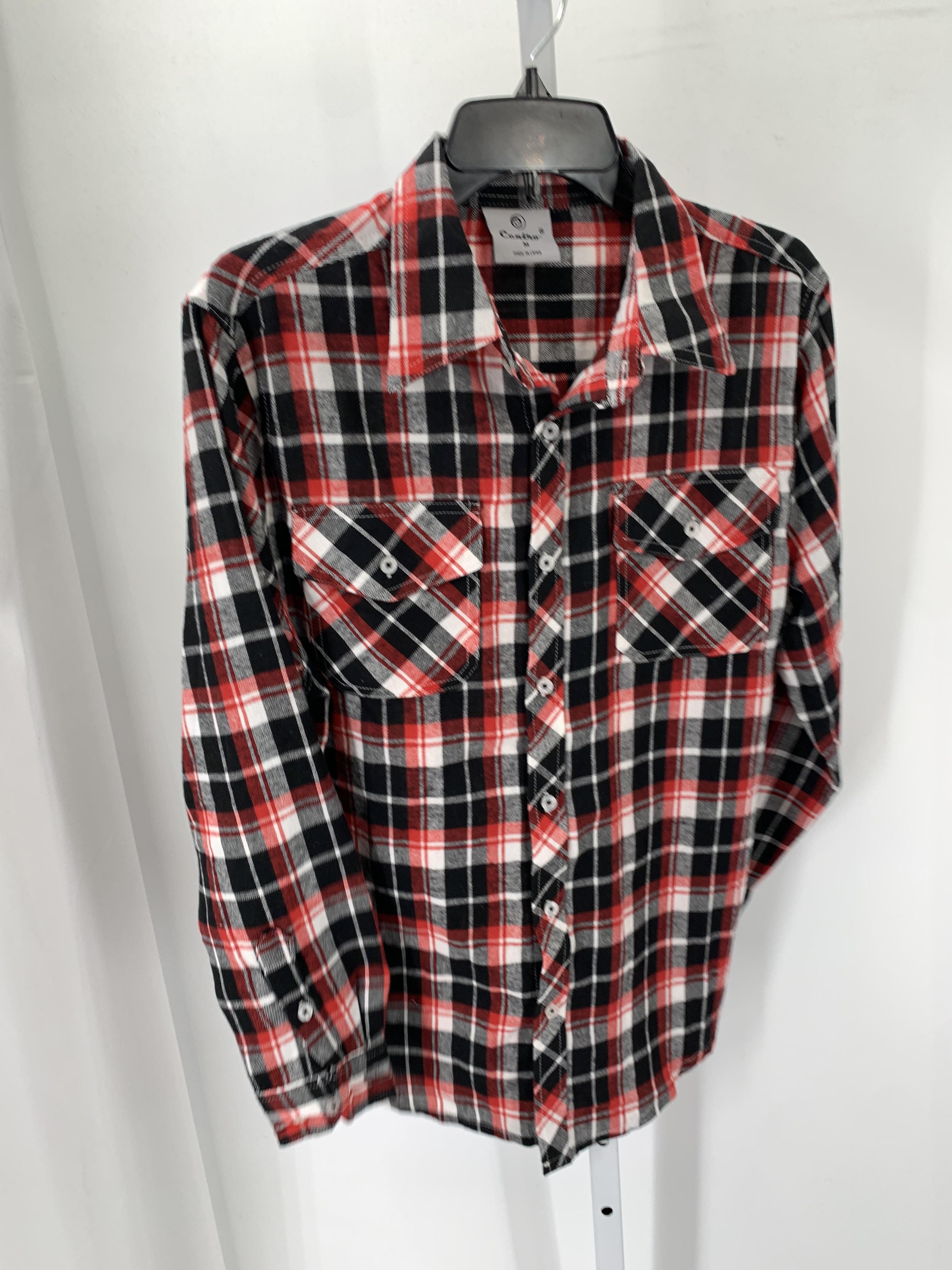 RED PLAID BTN DOWN.