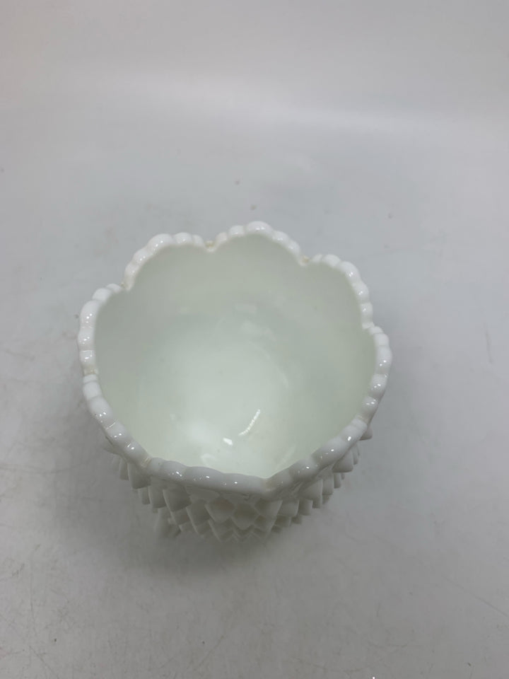 FOOTED HOBNAIL VASE W/ SCALLOP EDGE.