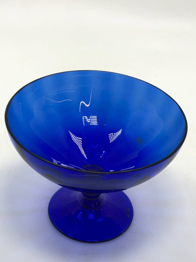 4 COBALT BLUE SUNDAE DISHES.