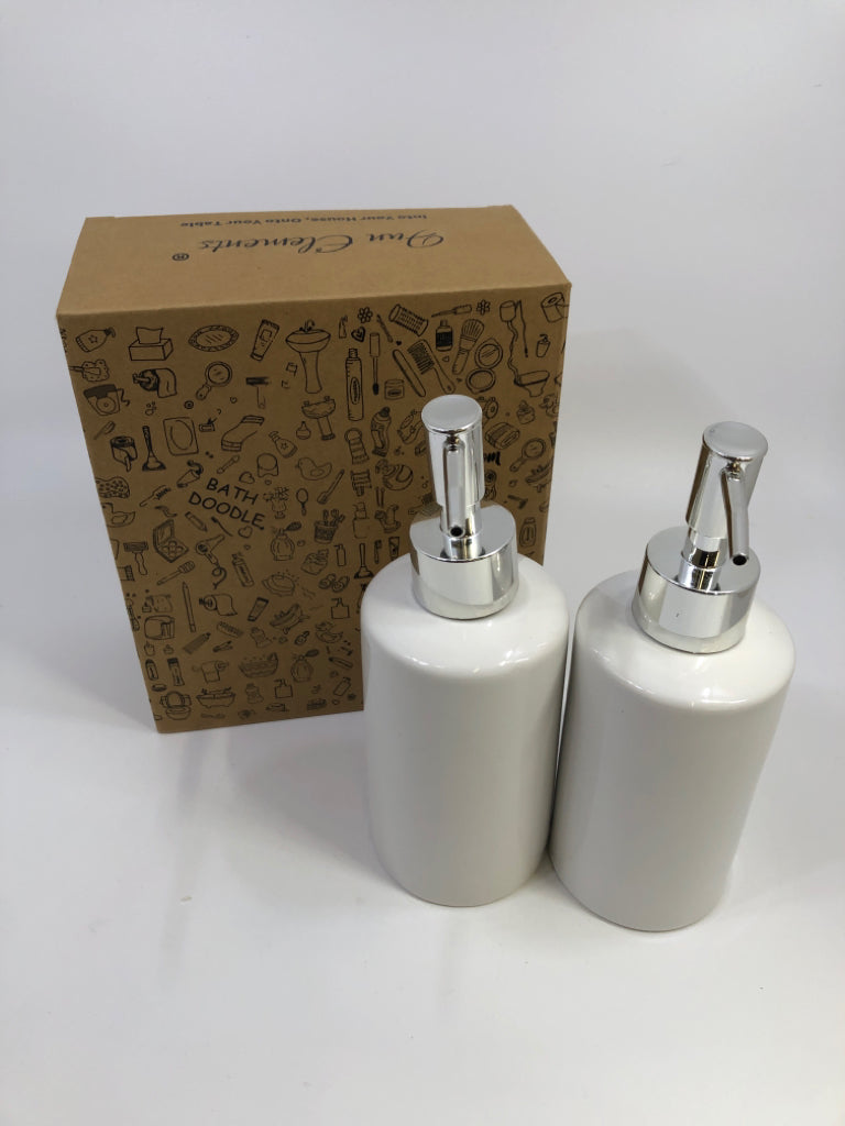NIB 2 WHITE SOAP DISPENSERS.