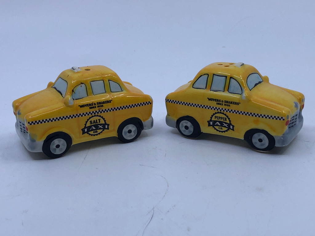 TAXI SALT AND PEPPER SHAKERS.