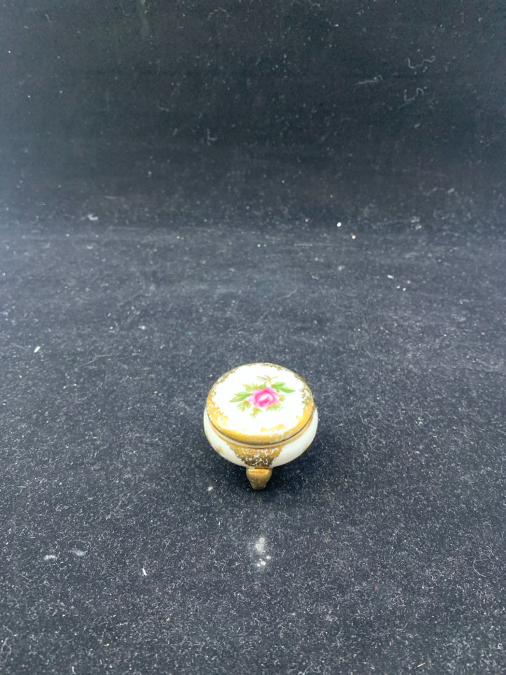 SMALL VTG ROSE TRINKET TRINKET BOX.