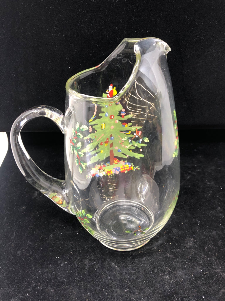 CHRISTMAS TREE GLASS PITCHER.