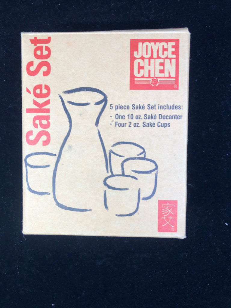 NIB JOYCE CHEN 5 PIECE SAKE SET.