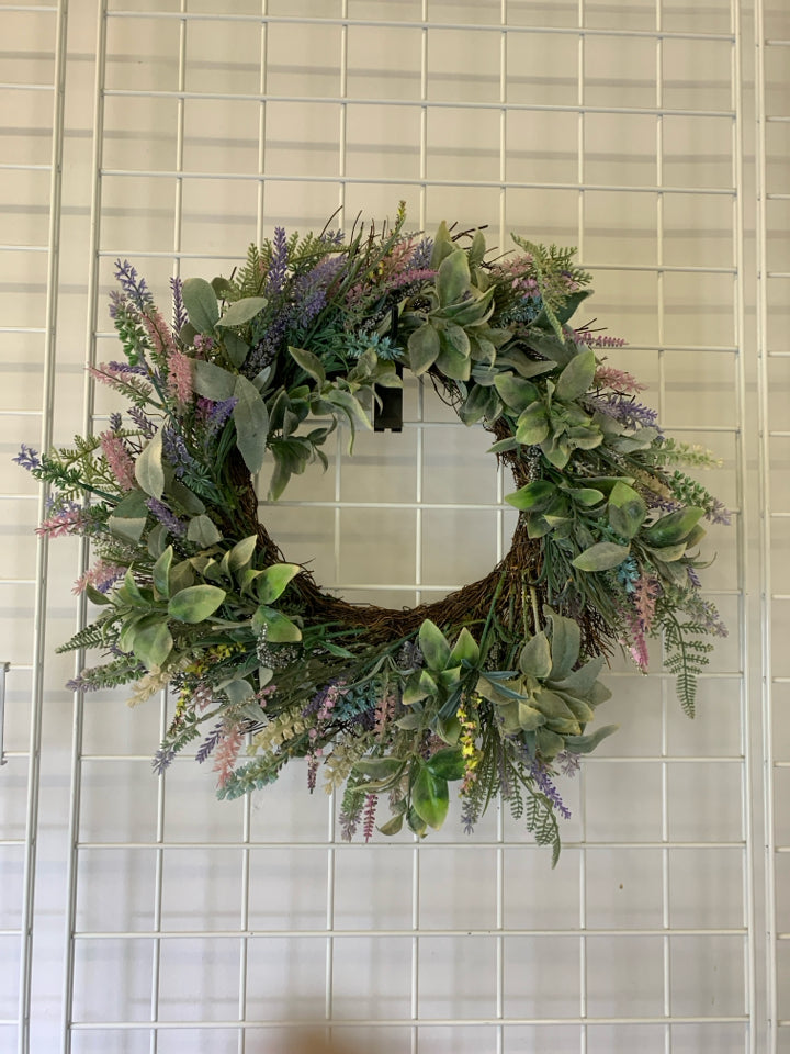 FAUX LAVENDER WREATH.