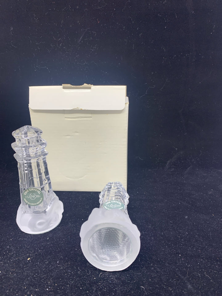 NIB LENOX CRYSTAL LIGHTHOUSE S/P SHAKERS.