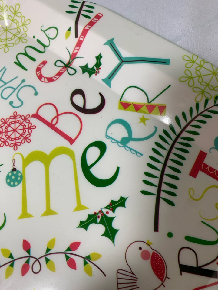 PLASTIC COLORFUL CHRISTMAS WORDED THEMED TRAY.