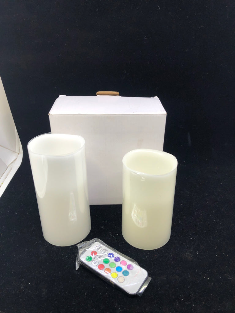 2 NIB FLAMELESS COLOR CHANGING LED PILLAR SET WITH REMOTE