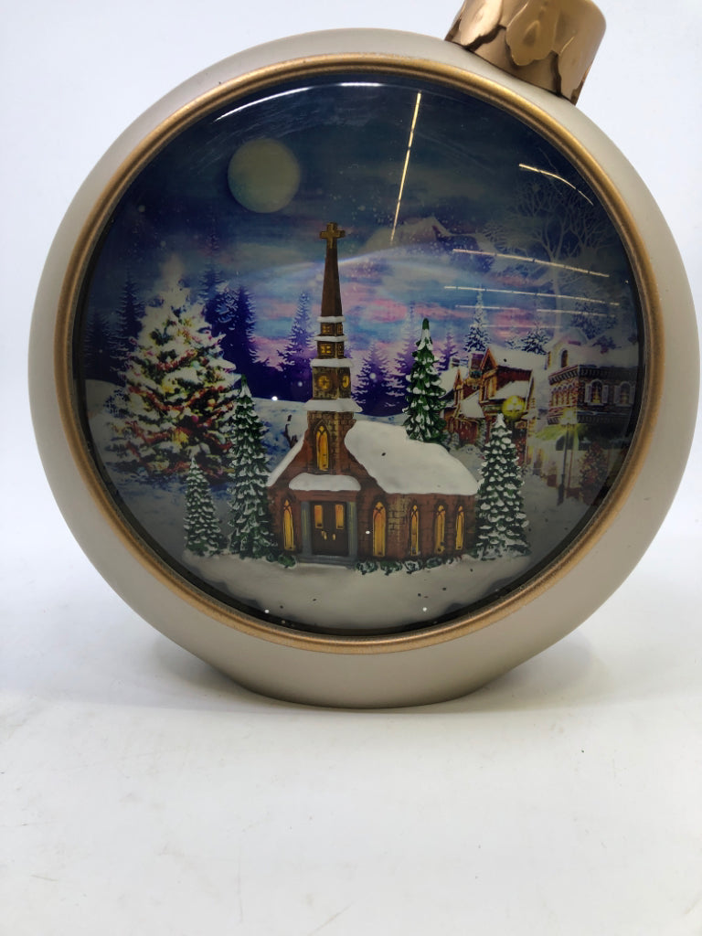 LARGE GOLD CHURCH WATER GLOBE DECOR.