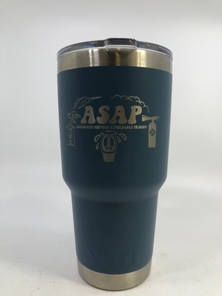 BLUE CUSTOM LOGO "ASAP" YETI TUMBLER.