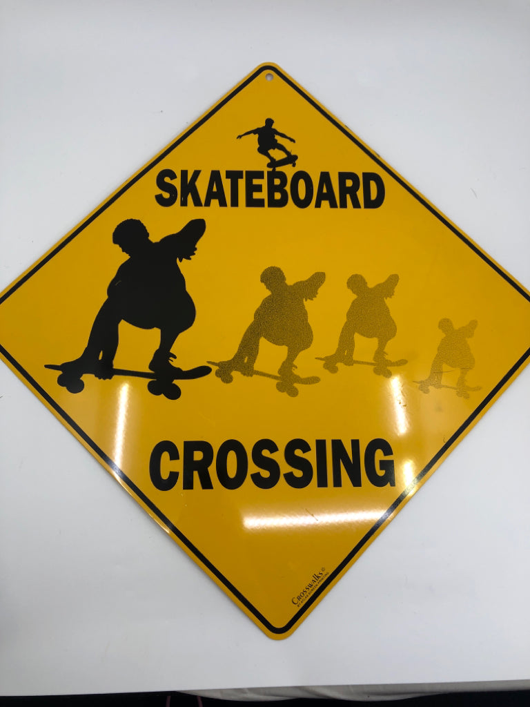 METAL SKATEBOARD CROSSING SIGN.