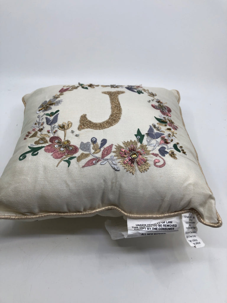 SMALL BEADED "J" PILLOW